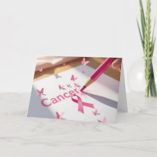 Pink Ribbon Breast Cancer Awareness Text Card