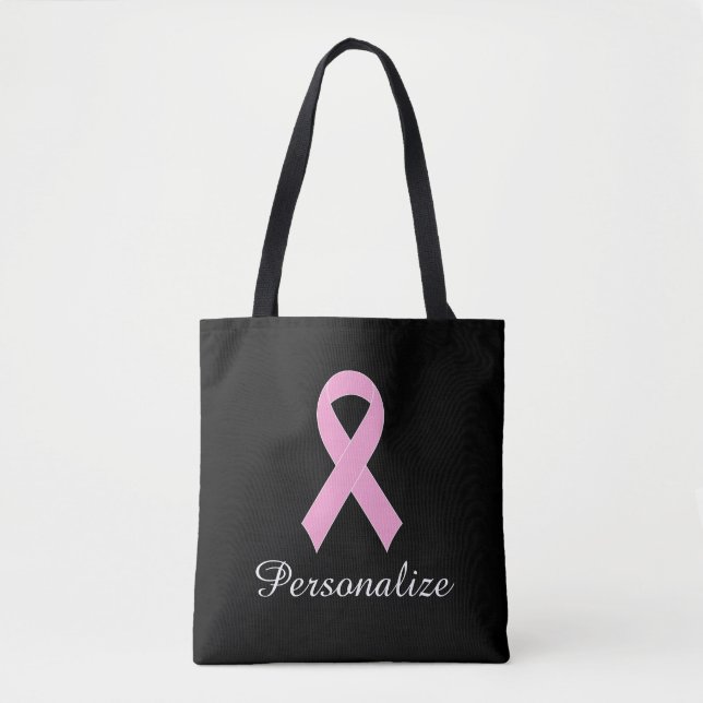 Pink ribbon breast cancer awareness tote bag (Front)