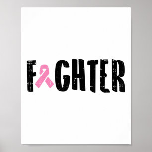 Pink Ribbon Breast Cancer Awareness Warrior Gift  Poster