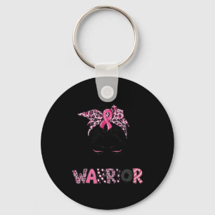 Pink Ribbon Breast Cancer Awareness Warrior Messy  Keychain