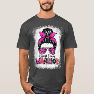 Pink Ribbon Breast Cancer Awareness Warrior Messy  T-Shirt