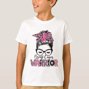 Pink Ribbon Breast Cancer Awareness Warrior Messy  T-Shirt