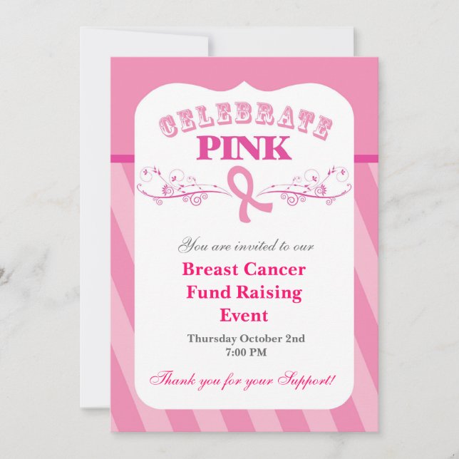 Pink Ribbon Breast Cancer Event Invitation (Front)