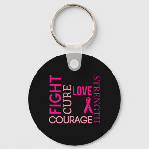Pink Ribbon Breast Cancer Fighters Survivors Keychain