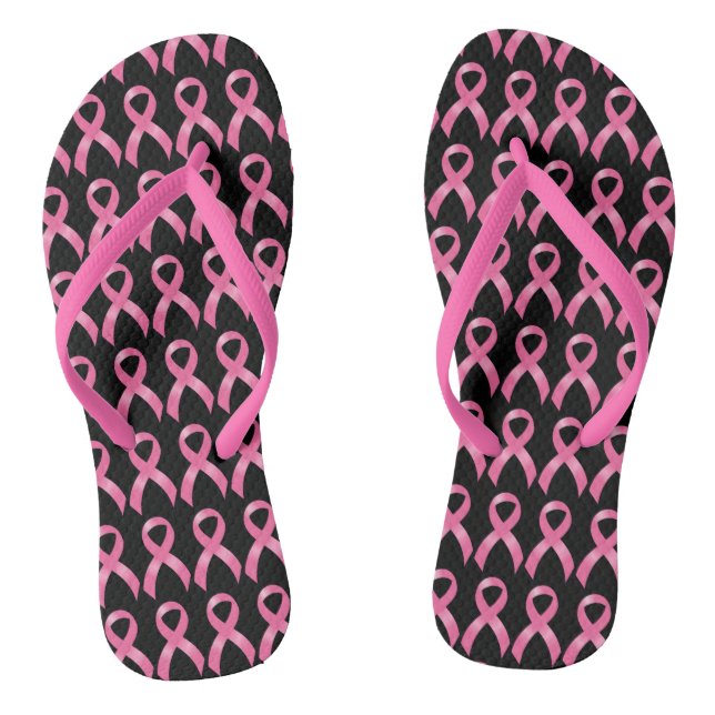 Pink Ribbon Breast Cancer Flip Flops (Footbed)