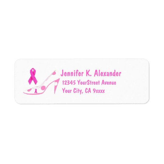 Pink Ribbon Breast Cancer Shoe Return Address Label