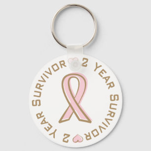 Pink Ribbon Breast Cancer Survivor 2 Years Keychain