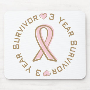 Pink Ribbon Breast Cancer Survivor 3 Years Mouse Pad