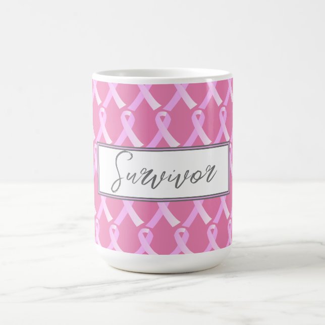 Pink Ribbon Breast Cancer Survivor Coffee Mug (Center)