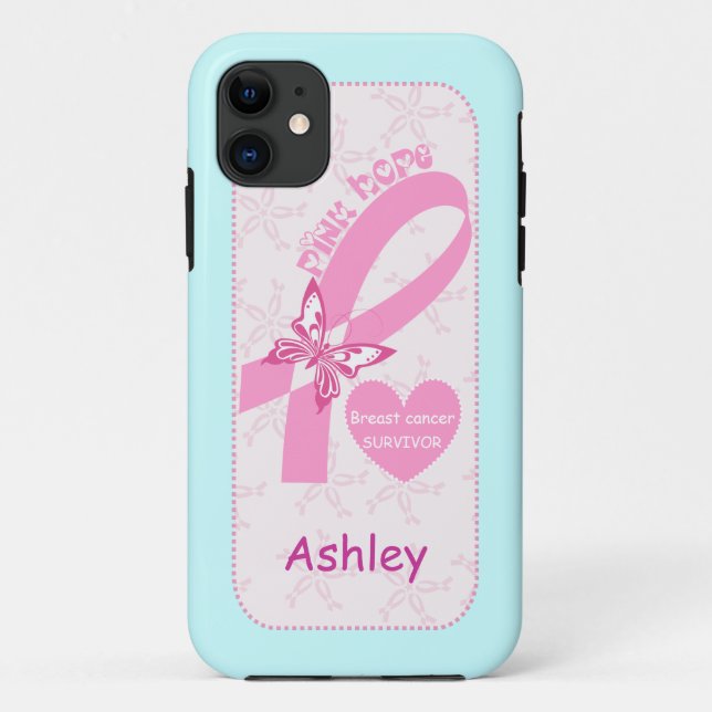 Pink Ribbon Breast cancer survivor custom Case-Mate iPhone Case (Back)