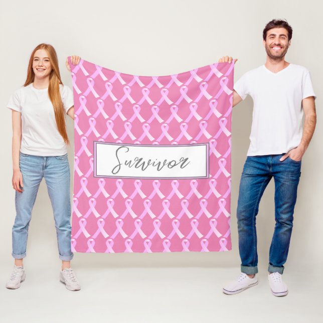 Pink Ribbon Breast Cancer Survivor Fleece Blanket (In Situ)