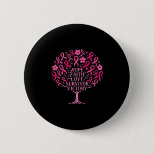 Pink Ribbon Breast Cancer Survivor Hope Faith Love 2 Inch Round Button
