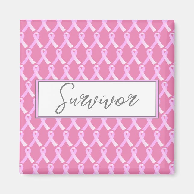 Pink Ribbon Breast Cancer Survivor Magnet (Front)