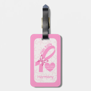 Pink Ribbon Breast cancer survivor & pink border Luggage Tag