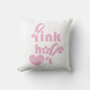 Pink Ribbon Breast cancer survivor Throw Pillow