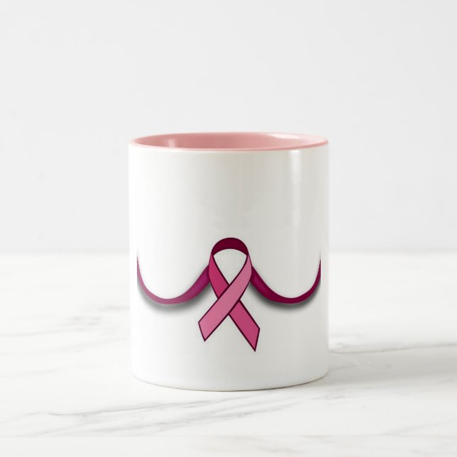 Pink Ribbon Breast Cancer Two-Tone Coffee Mug (Center)