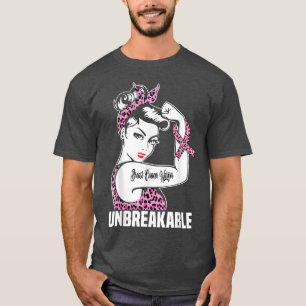 Pink Ribbon Breast Cancer Warrior Unbreakable Leop T-Shirt