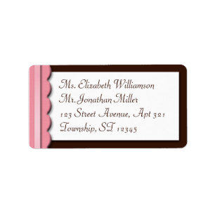 Pink Ribbon Brown Border Address Labels