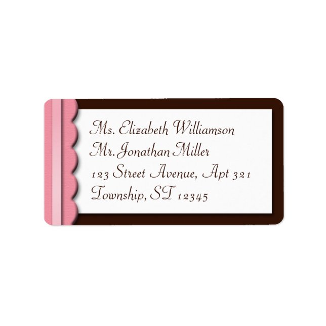 Pink Ribbon Brown Border Address Labels (Front)