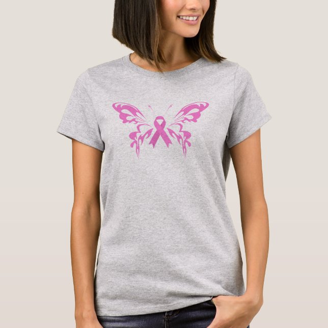 Pink Ribbon Butterfly Breast Cancer | Shirt (Front)