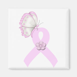 Pink Ribbon Butterfly Magnet