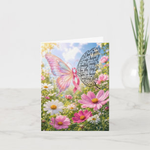 Pink Ribbon Butterfly Note Card