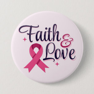 Pink Ribbon Cancer Awareness 3 Inch Round Button