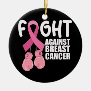 Pink Ribbon Cancer Awareness Breast Cancer Fight Ceramic Ornament
