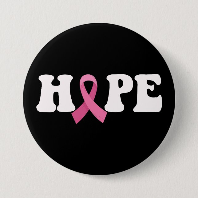 Pink Ribbon Cancer Awareness Breast Cancer Hope  3 Inch Round Button (Front)