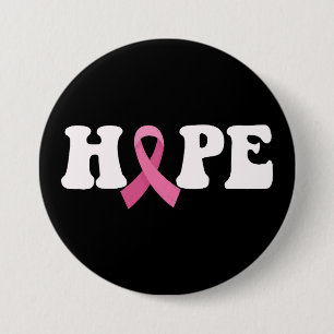 Pink Ribbon Cancer Awareness Breast Cancer Hope  3 Inch Round Button
