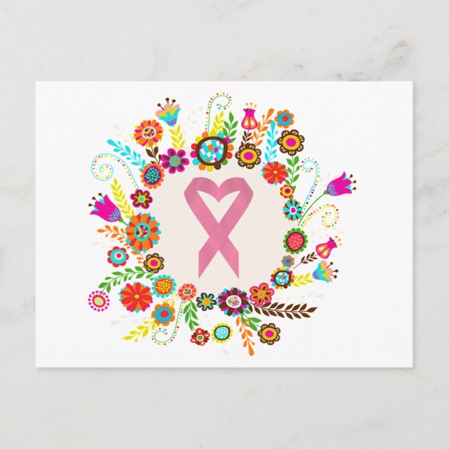 Pink Ribbon Cancer Awareness Invitation Carte Post (Devant)