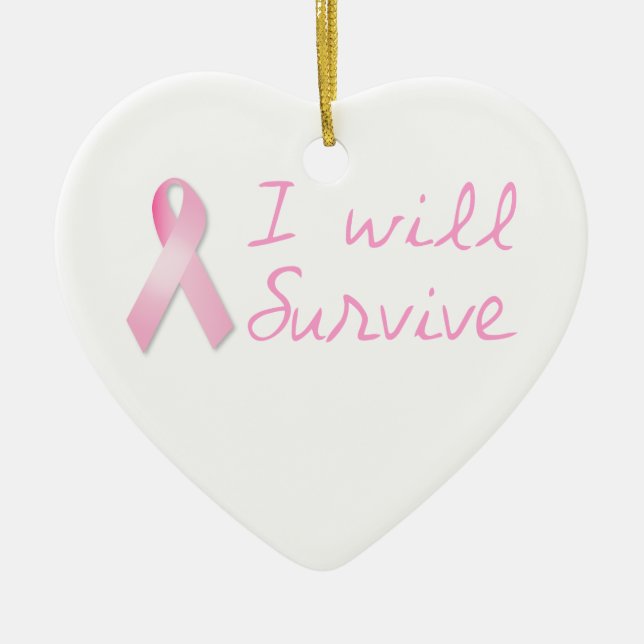 Pink ribbon ceramic ornament (Front)
