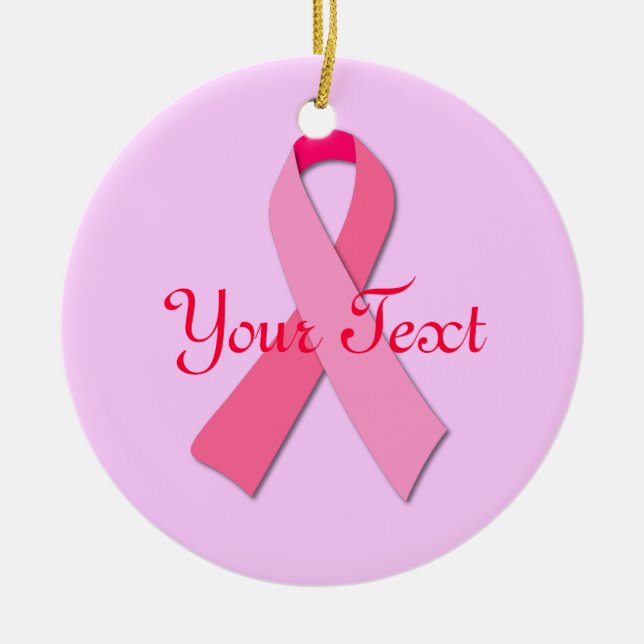 Pink Ribbon Ceramic Ornament (Front)