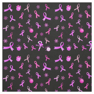 Pink Ribbon Christmas Fabric