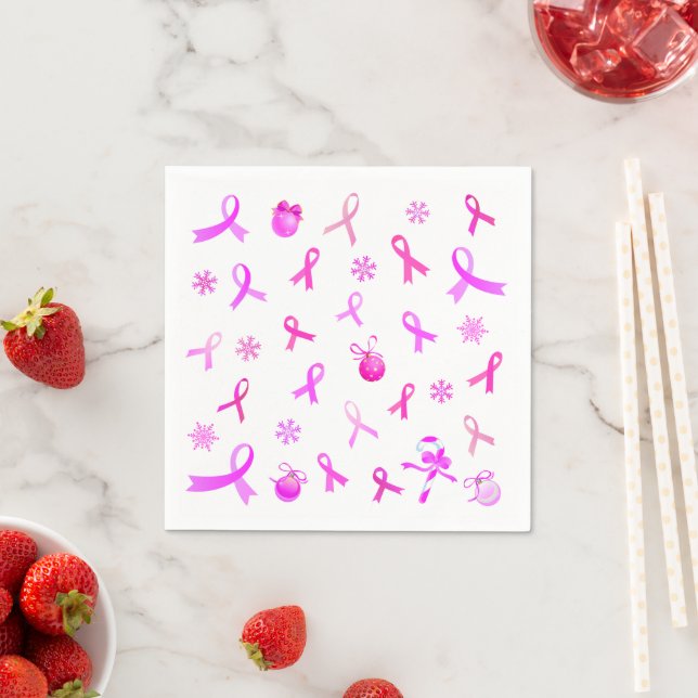Pink Ribbon Christmas Napkin (Insitu)