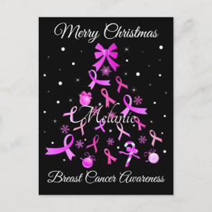 Pink Ribbon Christmas Tree Postcard