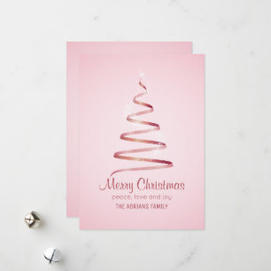 Pink ribbon chrristmas tree holiday card