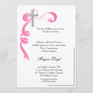 Pink Ribbon Cross Communion Invitation