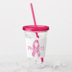 Pink Ribbon Customize It add name or initials! Acrylic Tumbler