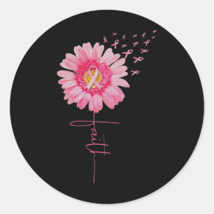 Pink Ribbon Daisy Faith - Breast Cancer Awareness Classic Round Sticker
