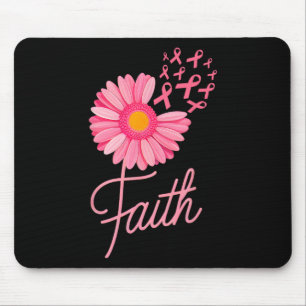 Pink Ribbon Daisy Flower Faith Breast Cancer Aware Mouse Pad
