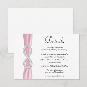 Pink Ribbon Diamond Infinity Wedding Details Enclosure Card