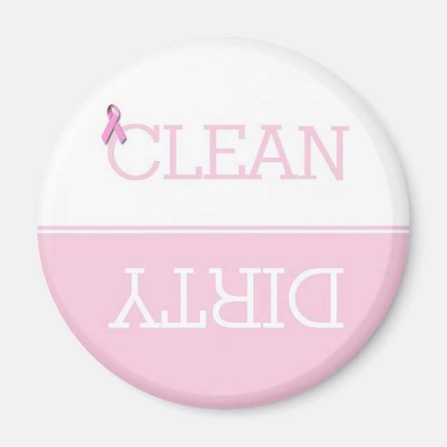 Pink Ribbon Dirty Clean Dishwasher Magnet (Front)