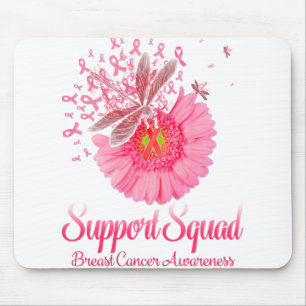 Pink Ribbon Dragonfly Sunflower Warrior Support Mouse Pad