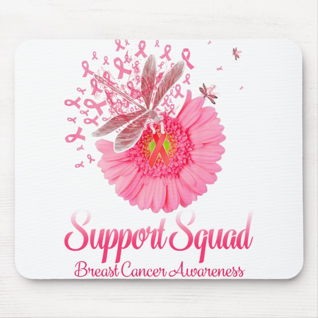 Pink Ribbon Dragonfly Sunflower Warrior Support Mouse Pad (Front)