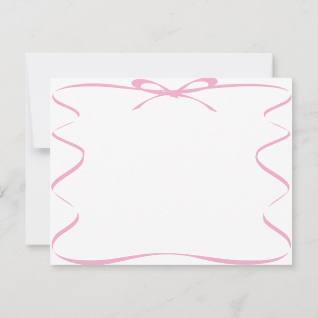 Pink Ribbon Drawing Blank Note Card (Back)