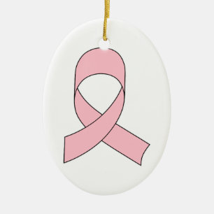 Pink Ribbon Drawing Ceramic Ornament