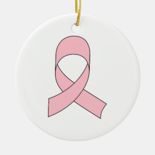 Pink Ribbon Drawing Ceramic Ornament