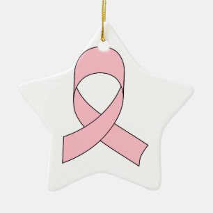 Pink Ribbon Drawing Ceramic Ornament