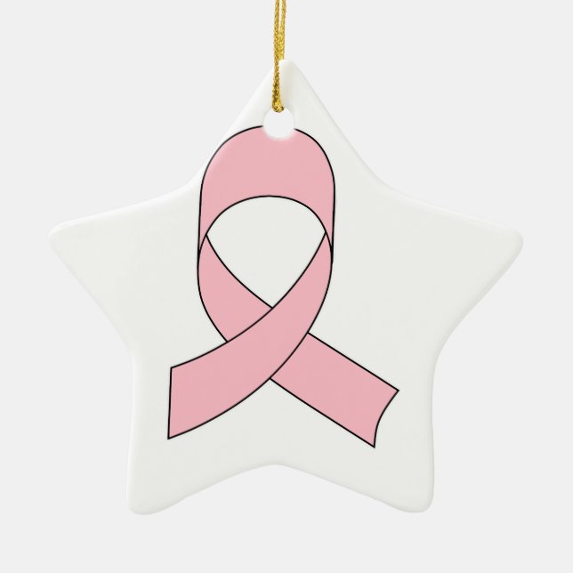 Pink Ribbon Drawing Ceramic Ornament (Front)